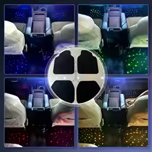 Starlight Car Floor Mat Set with RGB Lights, Multi-Color Starlight Effect, App-Controlled Anti-Slip Car Carpet for SUV, Truck, and Sedan, Black