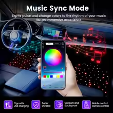 Starlight Car Floor Mat Set with RGB Lights, Multi-Color Starlight Effect, App-Controlled Anti-Slip Car Carpet for SUV, Truck, and Sedan, Black