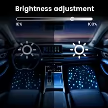 Starlight Car Floor Mat Set with RGB Lights, Multi-Color Starlight Effect, App-Controlled Anti-Slip Car Carpet for SUV, Truck, and Sedan, Black